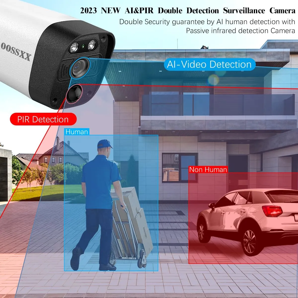 (100% Wire-Free Wireless Solar Cameras) 2-Way Audio 2-Antennas Enhance Battery Outdoor Wireless Security Camera System