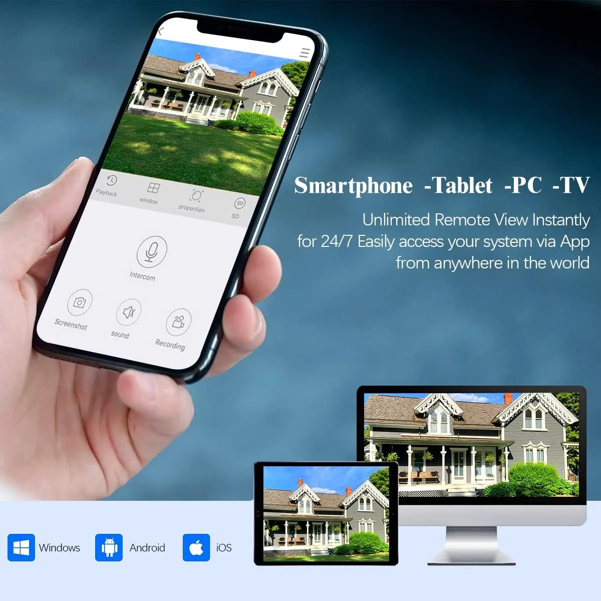 (100% Wire-Free Wireless Solar Cameras) 2-Way Audio 2-Antennas Enhance Battery Outdoor Wireless Security Camera System
