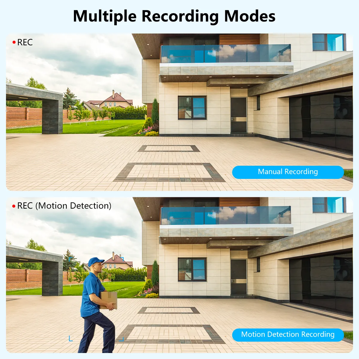 (100% Wire-Free Wireless Solar Cameras) 2-Way Audio 2-Antennas Enhance Battery Outdoor Wireless Security Camera System