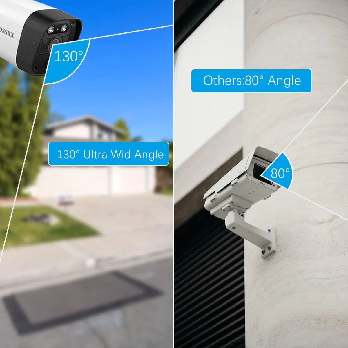 (100% Wire-Free Wireless Solar Cameras) 2-Way Audio 2-Antennas Enhance Battery Outdoor Wireless Security Camera System