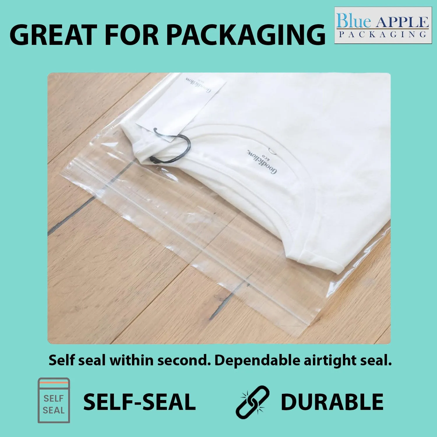 12X12 inches Reclosable Single Line Zipper Poly Bags 4 Mil (LDPE)