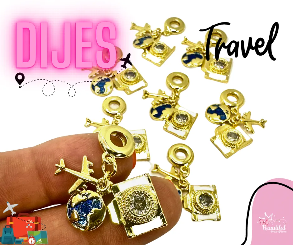 18KGP Travel Camera Charm 1pc