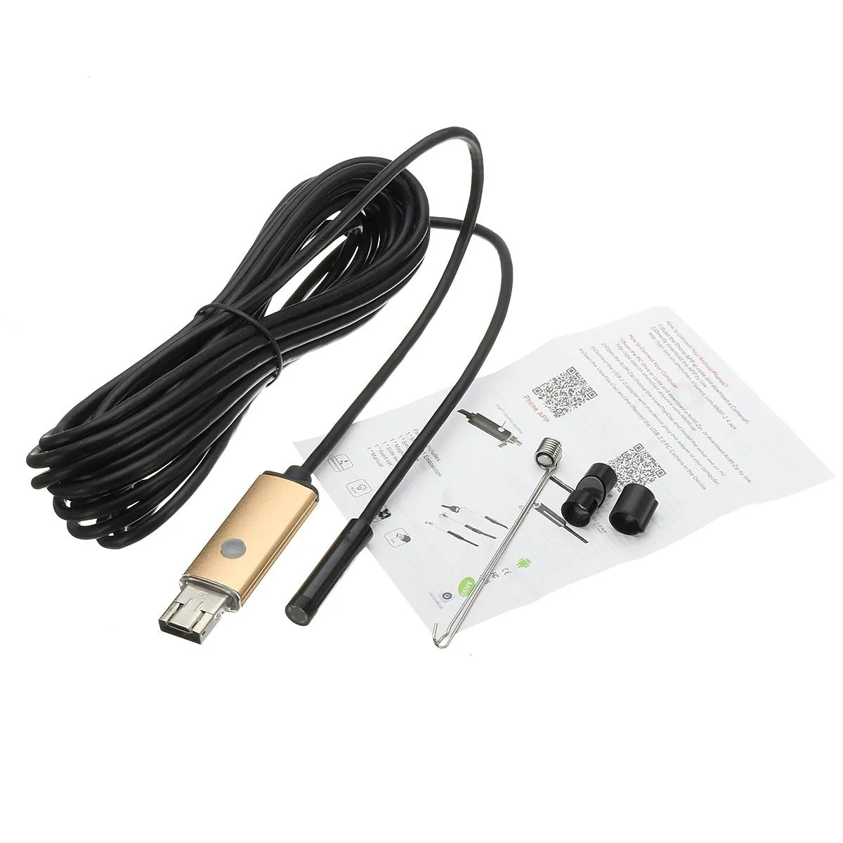 1Pc 5M 7mm 2 In 1 Smartphone USB Endoscope Inspection Camera Waterproof