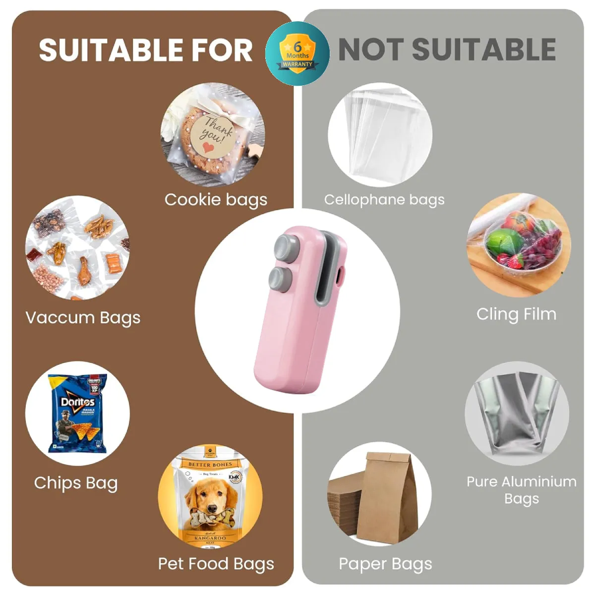 2-in-1 Rechargeable Bag Sealer and Cutter | Portable Heat Sealer for Plastic Bags  (Random Color will be supplied)