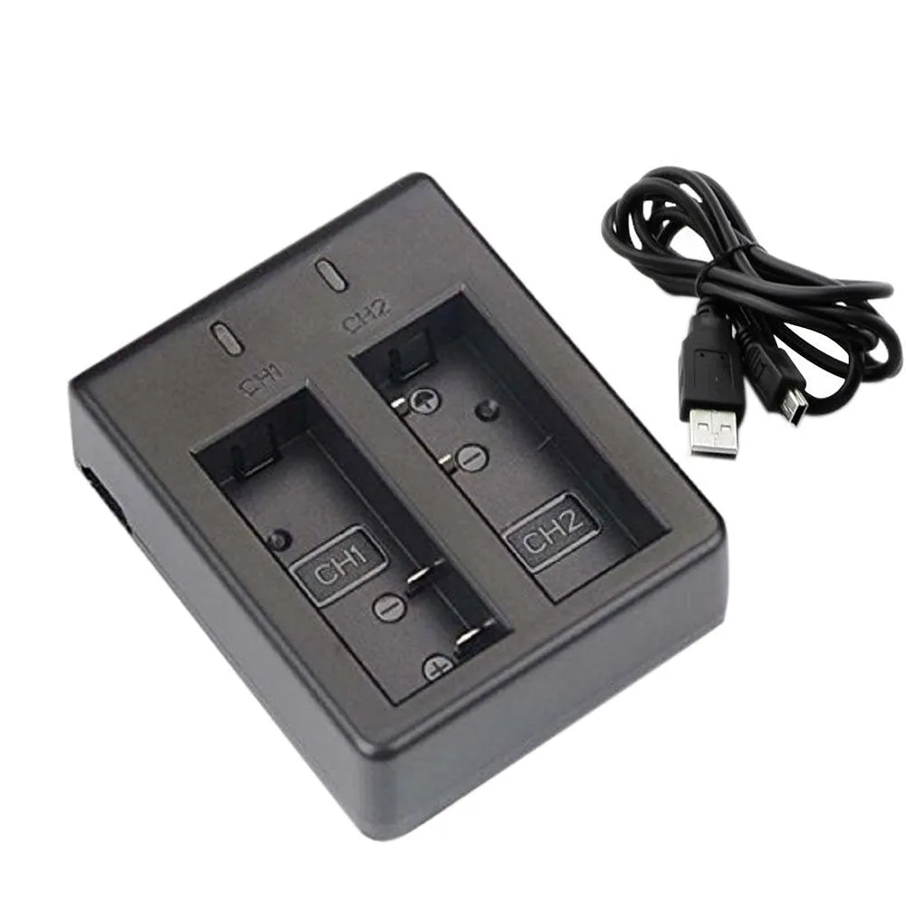 2 x 1050Mah Sport Action Camera Dual Charger For EKEN H9 H9R H3R H8PRO H8R pro SJCAM SJ4000 SJ5000 Sport Mini DV Bateria