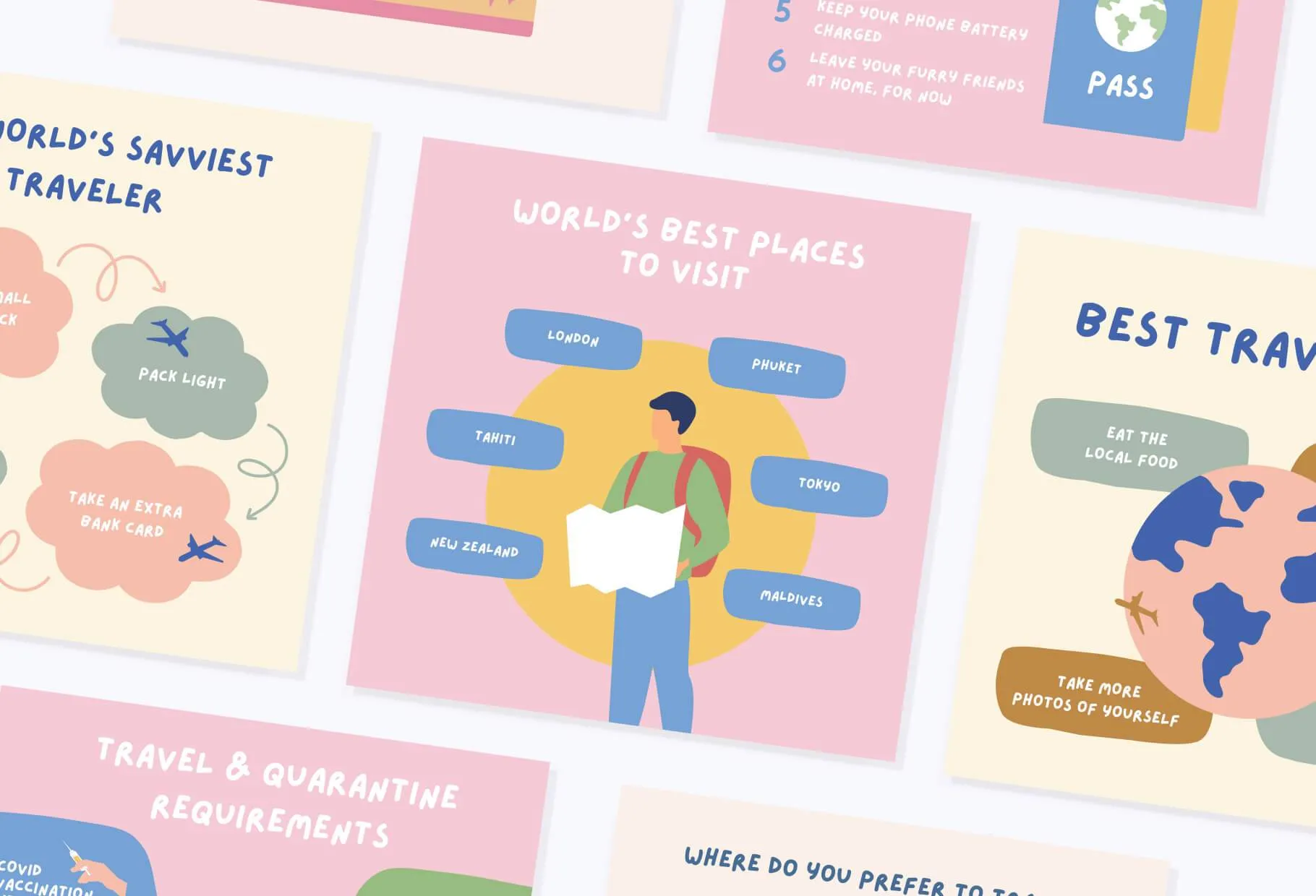 20 Travel Lists Instagram Posts Fully Editable Canva Templates