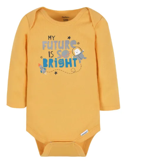 3-Pack Gerber Baby Boys Space Long Sleeve Onesies® Bodysuits