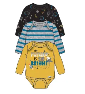 3-Pack Gerber Baby Boys Space Long Sleeve Onesies® Bodysuits