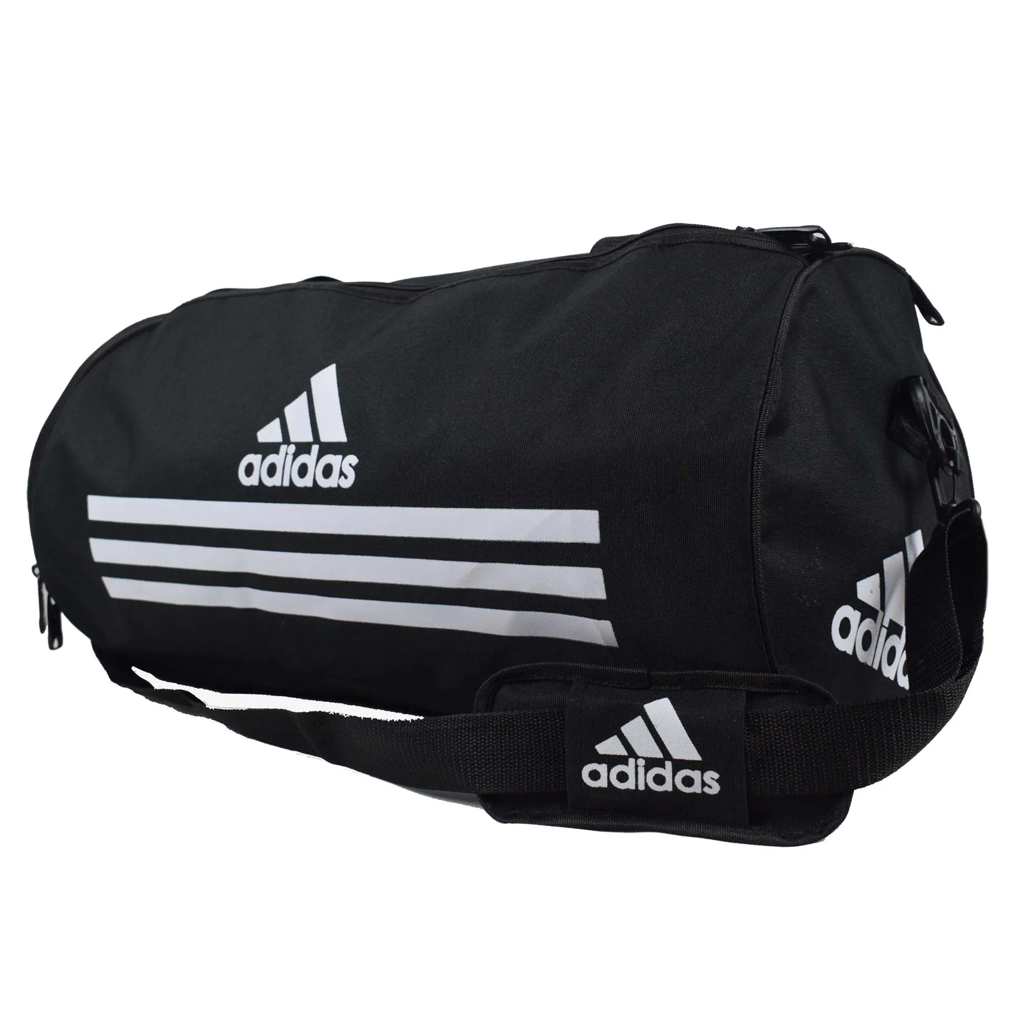 3 stripes Duffle Bag with shoes compartment, sports bag , travel bag  22 Inches - Red and Black