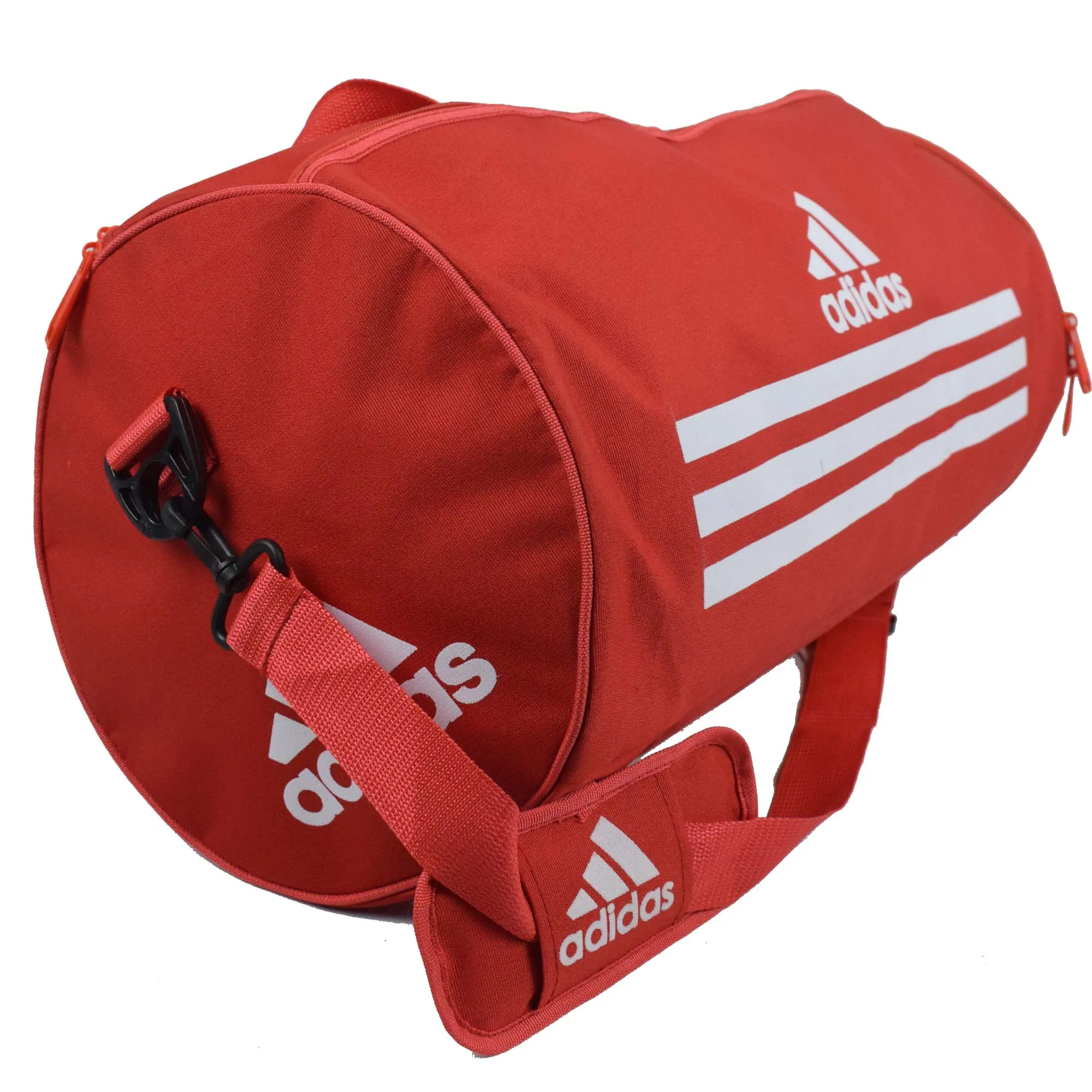 3 stripes Duffle Bag with shoes compartment, sports bag , travel bag  22 Inches - Red and Black