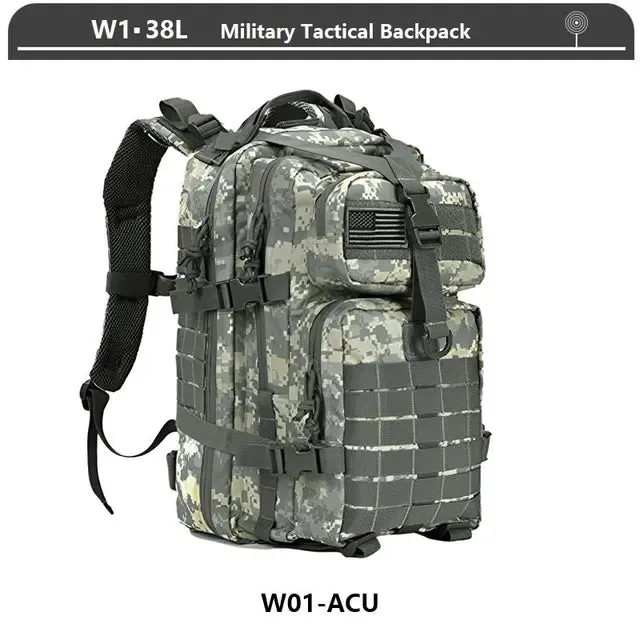 38/45L Waterproof Military Tactical Backpack For Hiking Camping Travel