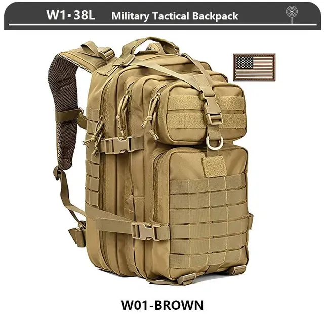 38/45L Waterproof Military Tactical Backpack For Hiking Camping Travel