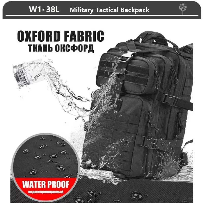 38/45L Waterproof Military Tactical Backpack For Hiking Camping Travel