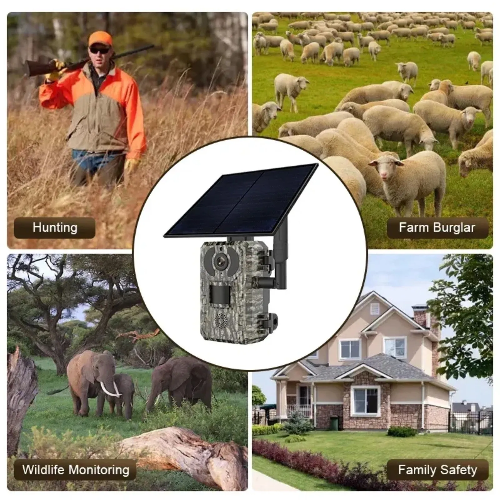 4G Hunting Trail Wildlife Camera Solar/Battery Power 4MP 2K HD Video PIR Motion Detection Night Vision Waterproof