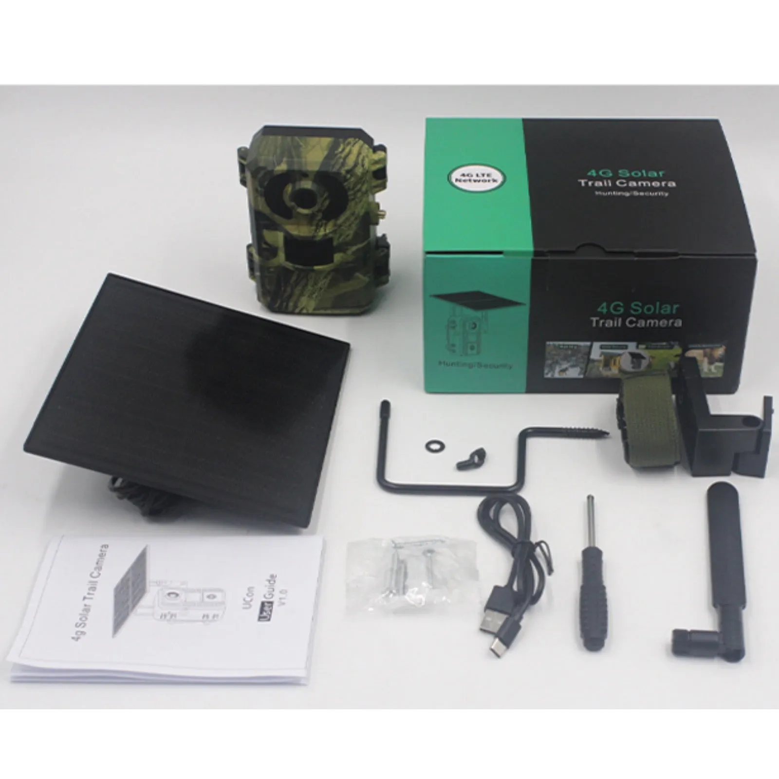 4G Hunting Trail Wildlife Camera Solar/Battery Power 4MP 2K HD Video PIR Motion Detection Night Vision Waterproof
