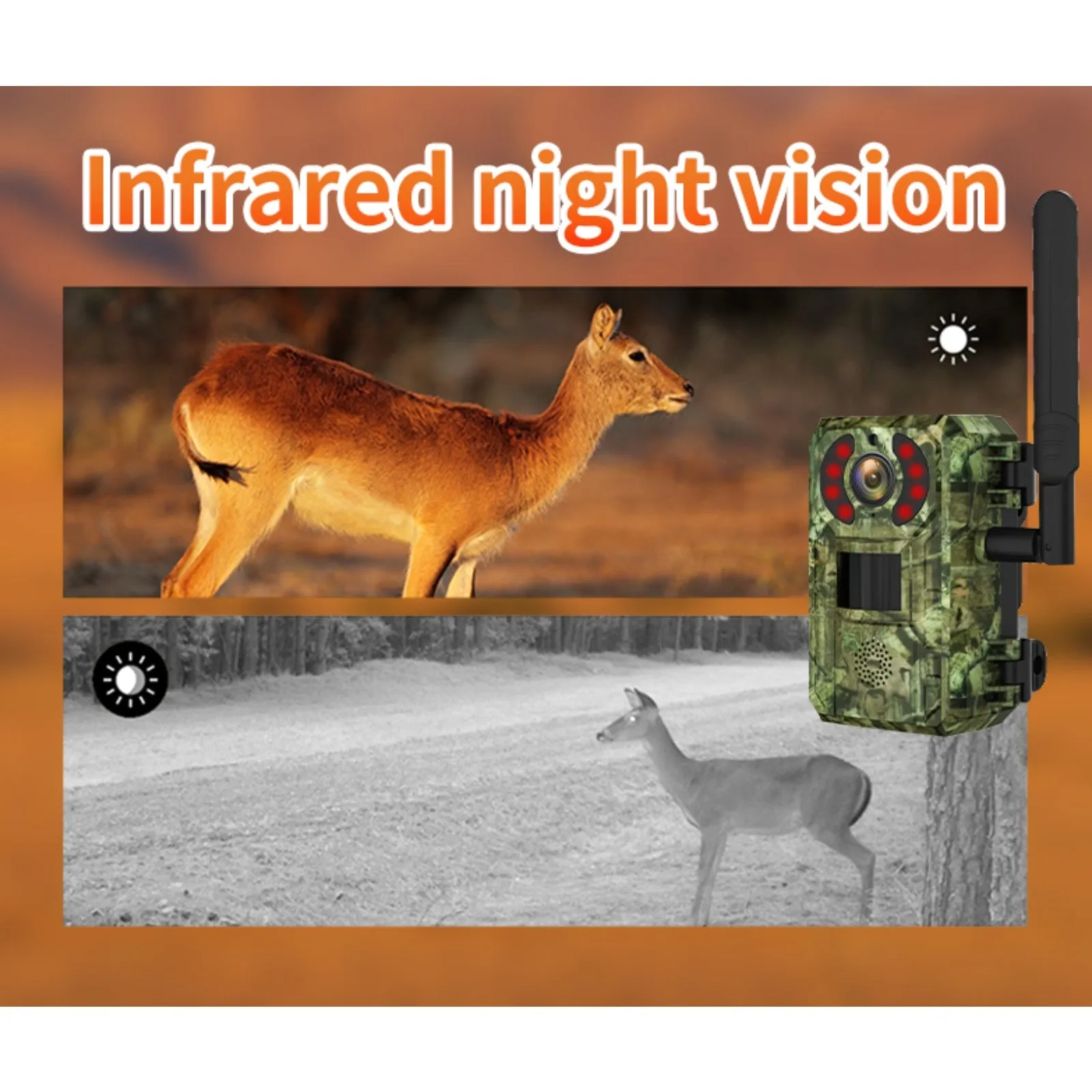 4G Hunting Trail Wildlife Camera Solar/Battery Power 4MP 2K HD Video PIR Motion Detection Night Vision Waterproof
