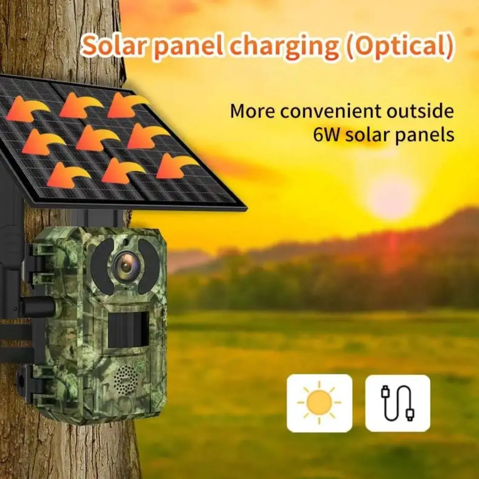4G Hunting Trail Wildlife Camera Solar/Battery Power 4MP 2K HD Video PIR Motion Detection Night Vision Waterproof