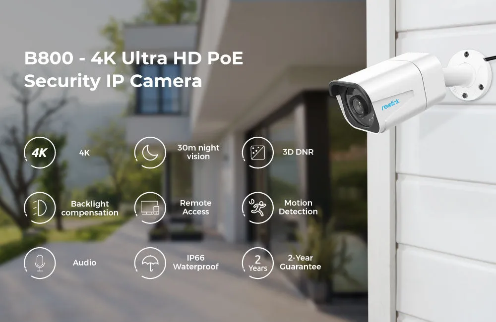 4K ip camera PoE outdoor nightvision IP66 waterproof audio bullet 8MP security camera B800