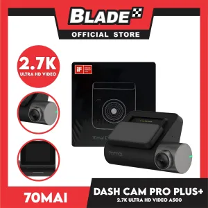 70Mai Dash Cam A500 Pro Plus  1944P Resolution And 5-Megapixel Camera 2.7K Ultra HD Video, App Enabled, Dual Channel Recording, Buil-In Wifi And GPS