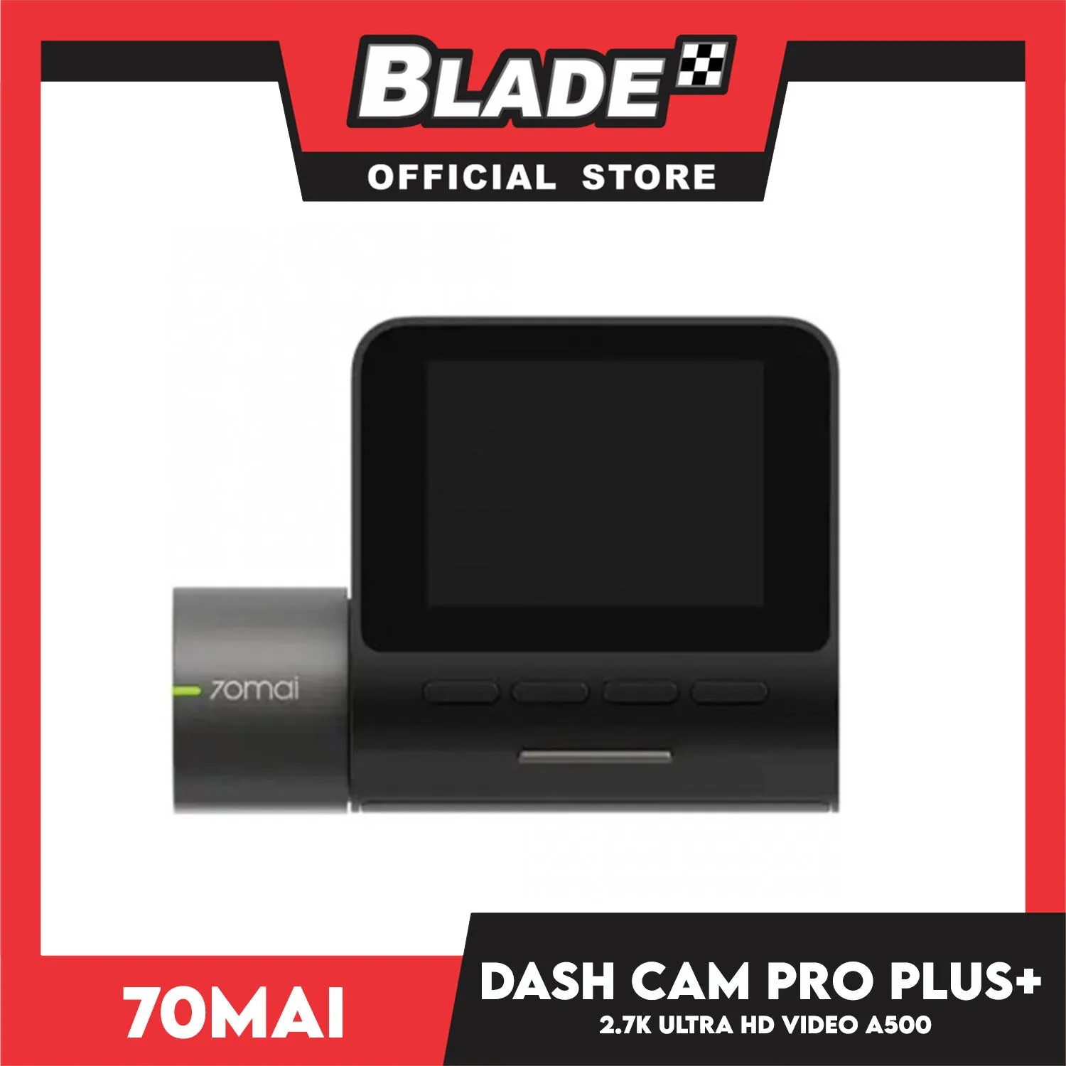 70Mai Dash Cam A500 Pro Plus  1944P Resolution And 5-Megapixel Camera 2.7K Ultra HD Video, App Enabled, Dual Channel Recording, Buil-In Wifi And GPS