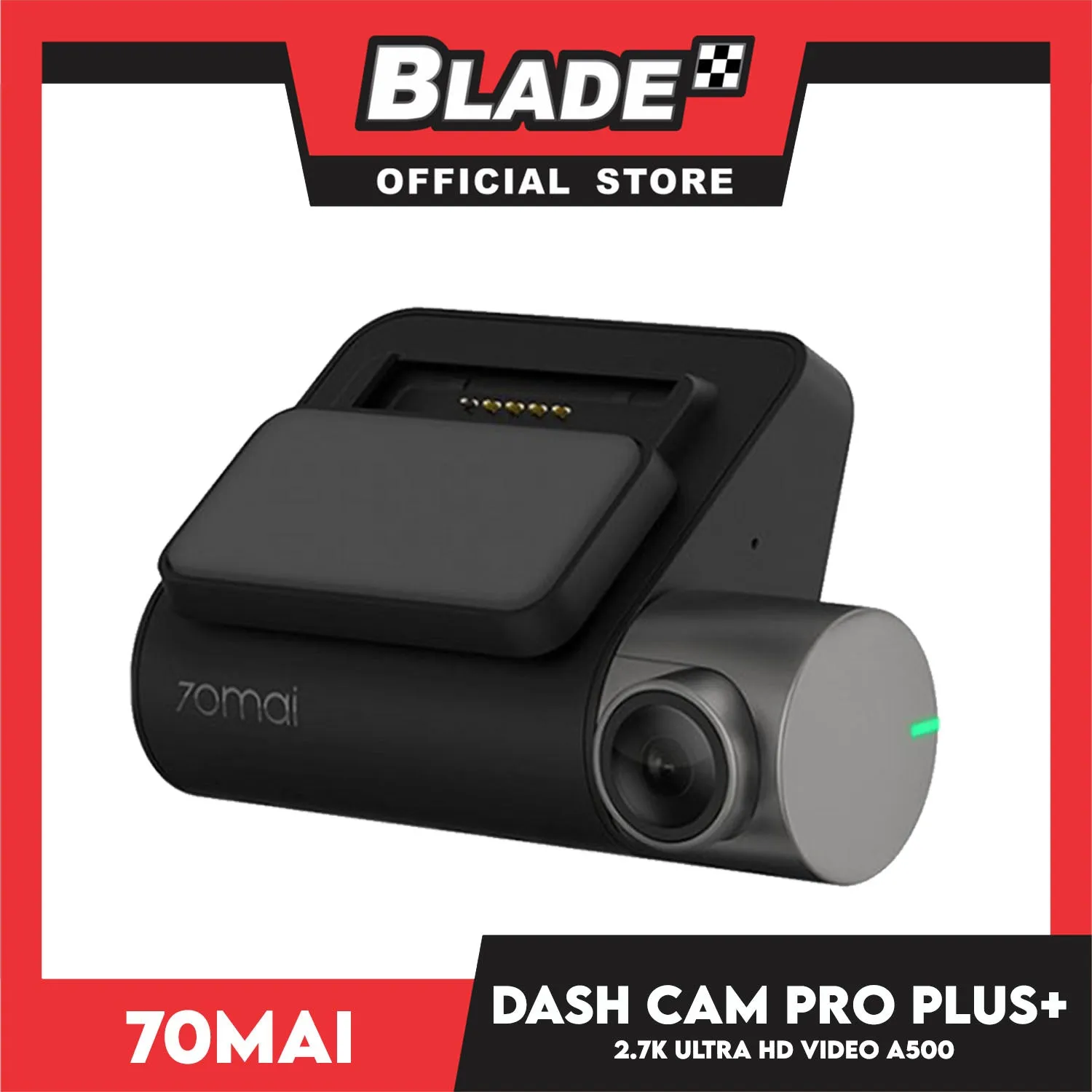70Mai Dash Cam A500 Pro Plus  1944P Resolution And 5-Megapixel Camera 2.7K Ultra HD Video, App Enabled, Dual Channel Recording, Buil-In Wifi And GPS