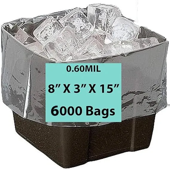 8X3X15 inches Gusset Bags/Ice Bucket Liner 0.6 mil TUF-R® Std Linear