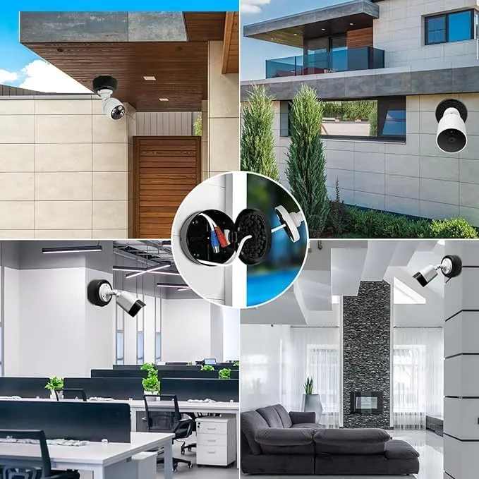 (ABS New) Security Camera Junction Box,Plastic Waterproof Security Camera Mount Hide Cable Junction Box for Arlo Solar Panel Flip Cover Cable Cover (Black)