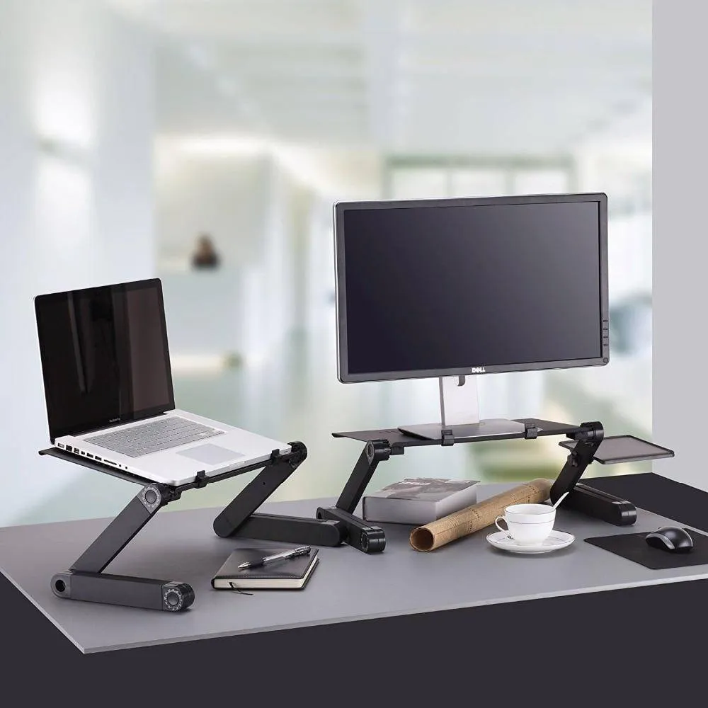 Adjustable Aluminum Laptop Desk  With Mouse Pad
