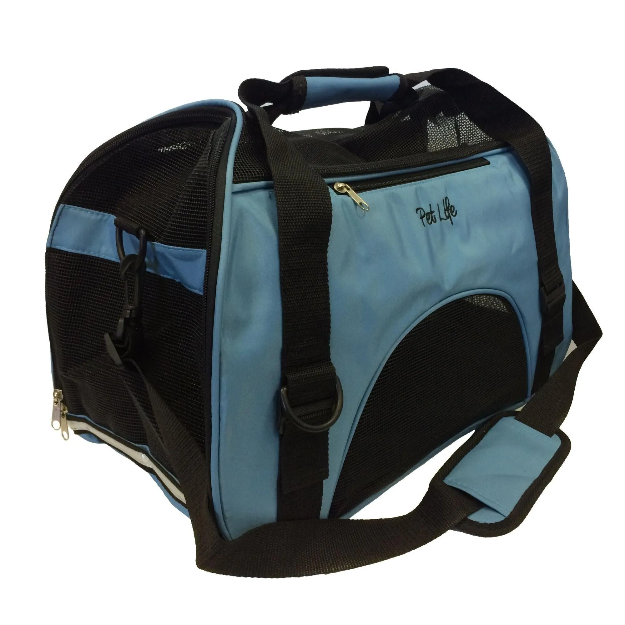 Adjustable Collapsible Airline-approved Pet Carrier with Zippered Compartments Transport