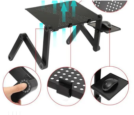 Adjustable Ergonomic Portable Aluminum Laptop Desk. (Mouse Pad Included)