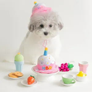 Adjustable Paw Plush Birthday Hat Dog Toy