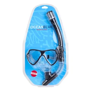 Alder Ocean Blue Adults Advance Pro Twin Lens Combo Mask & Snorkel - Black