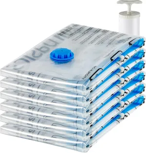 Amazon Basics Vacuum Compression Zipper Storage Bags, 6-Pack, Clear, new but scruffy box