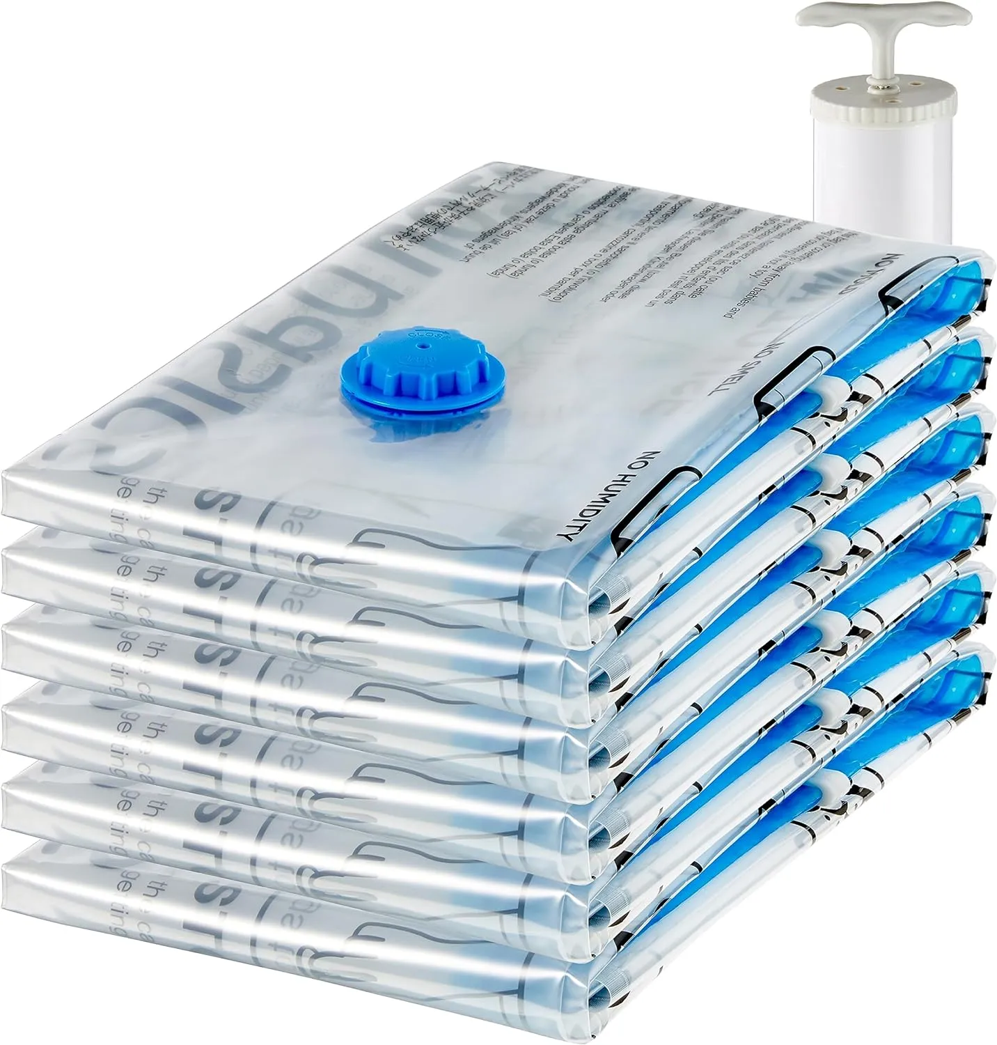 Amazon Basics Vacuum Compression Zipper Storage Bags, 6-Pack, Clear, new but scruffy box