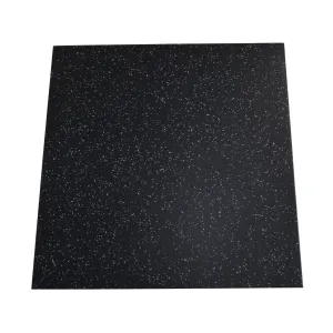 ARROW Rubber Gym Flooring Tiles - 1m x 1m x 15mm (Black with Grey Fleck)
