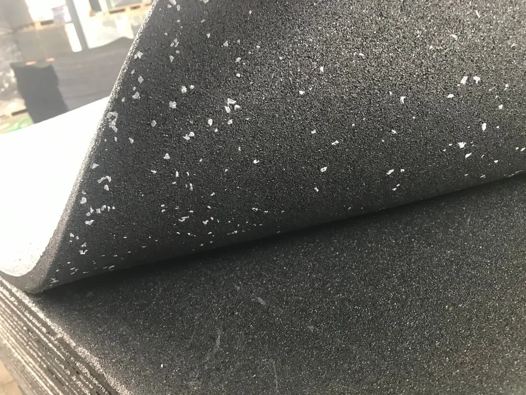 ARROW Rubber Gym Flooring Tiles - 1m x 1m x 15mm (Black with Grey Fleck)