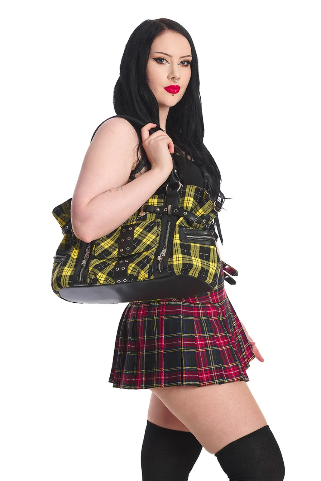 Banned Rise Up Gothic Handcuff Punk Bag, Yellow