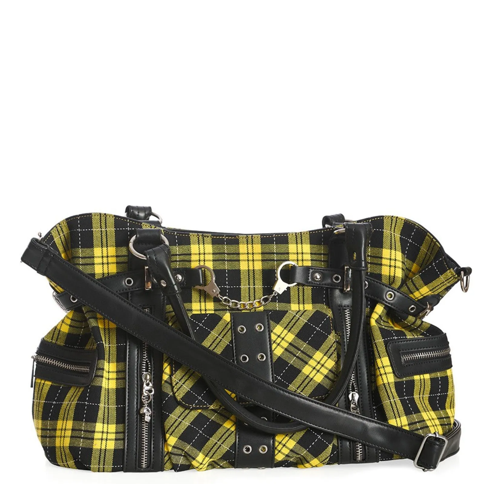 Banned Rise Up Gothic Handcuff Punk Bag, Yellow