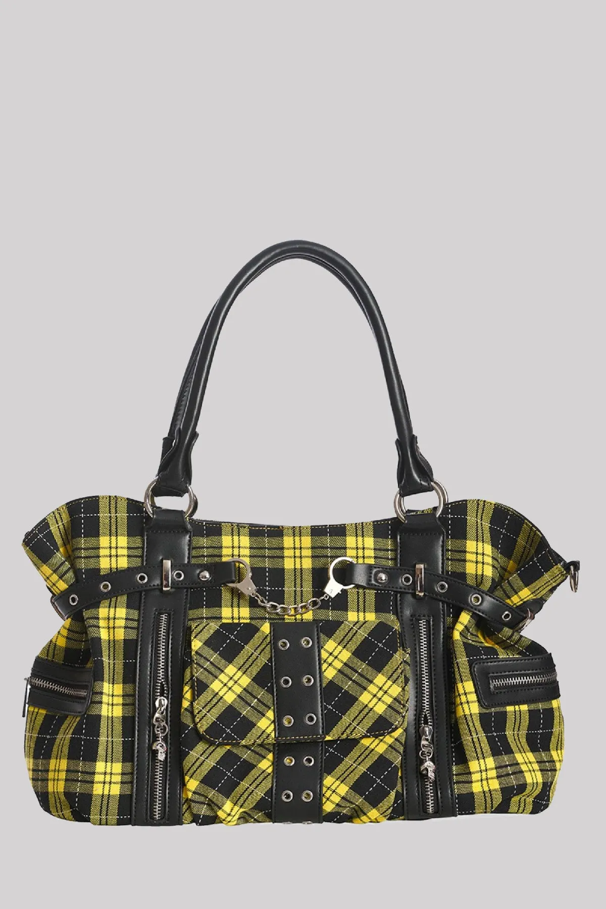 Banned Rise Up Gothic Handcuff Punk Bag, Yellow