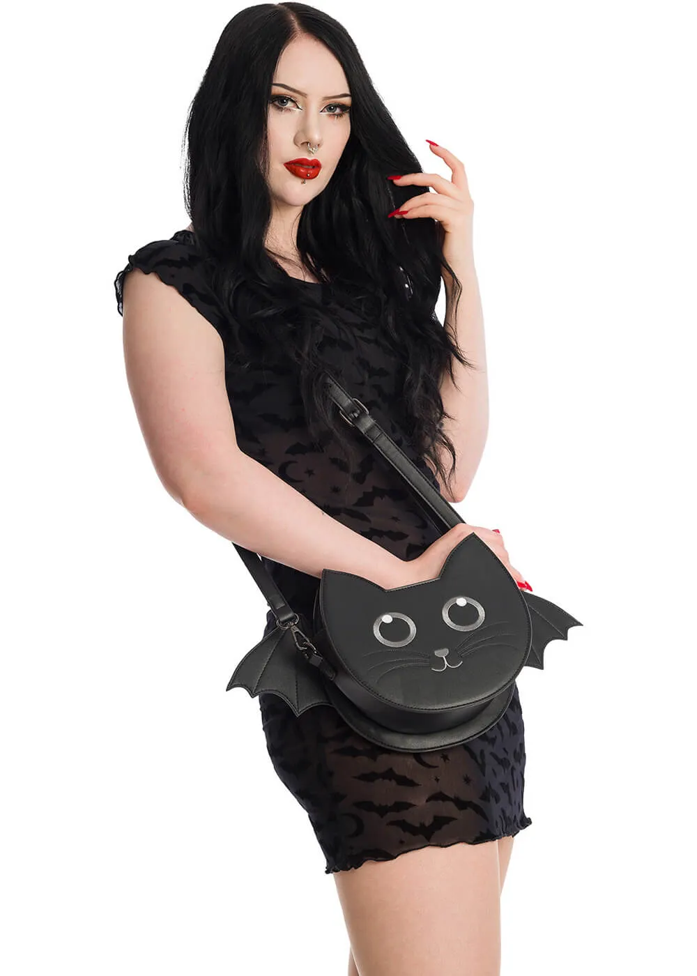 Banned Wendigo Bat Cat Shoulderbag Black