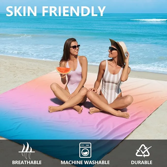 Beach Blanket Waterproof Sandproof Beach Mat 79" X 83" /10'x9'for 2-8 Adults Quick Drying Outdoor Picnic Mat Beach Accessories for Travel, Camping, Hiking