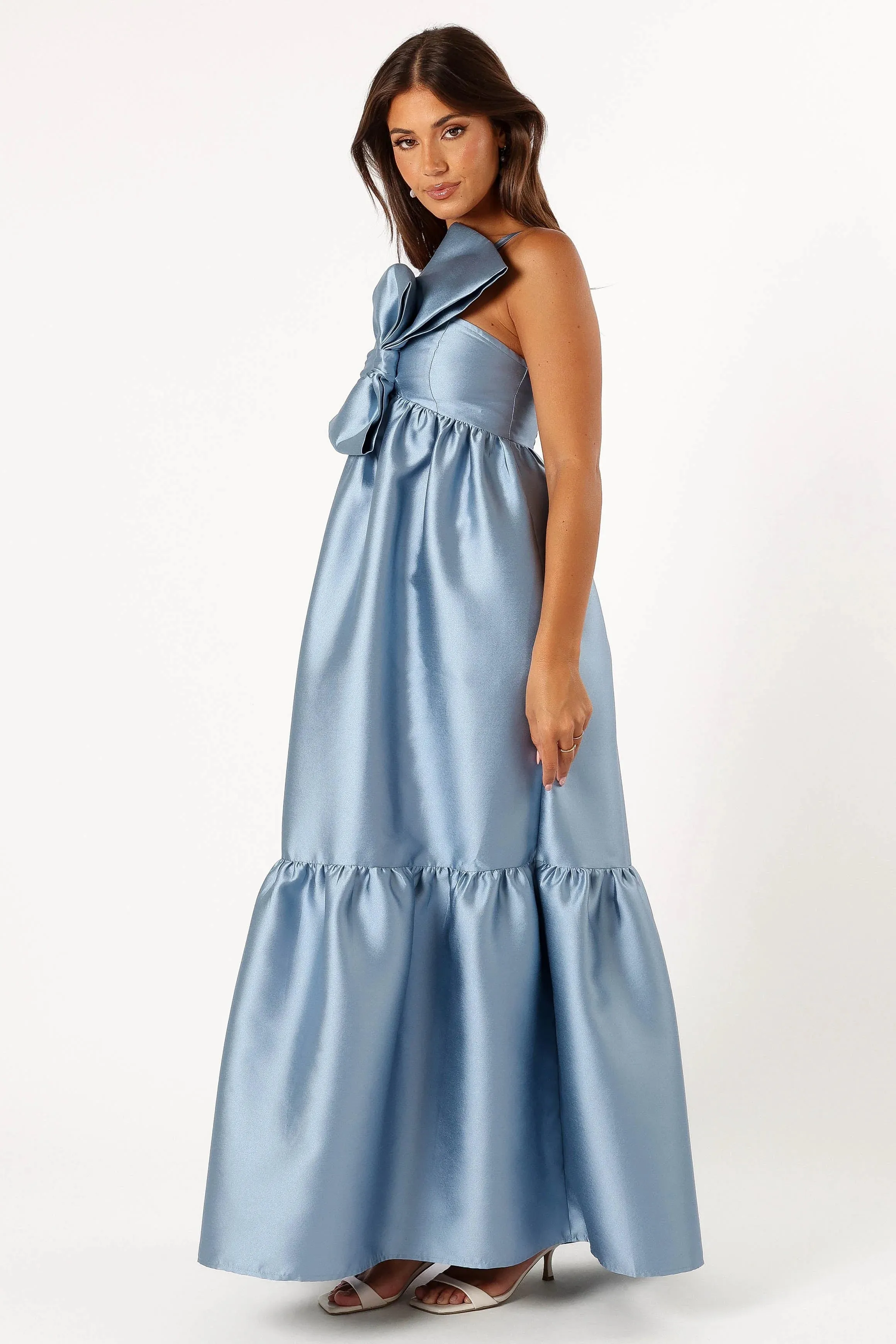 Betina Bow Front Maxi Dress - BLUE/DUSTY ROSE