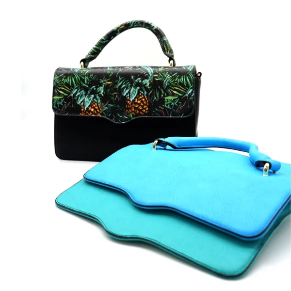 BILLIE  - Tropical Faux Leather Crossbody with Interchangeable Lids