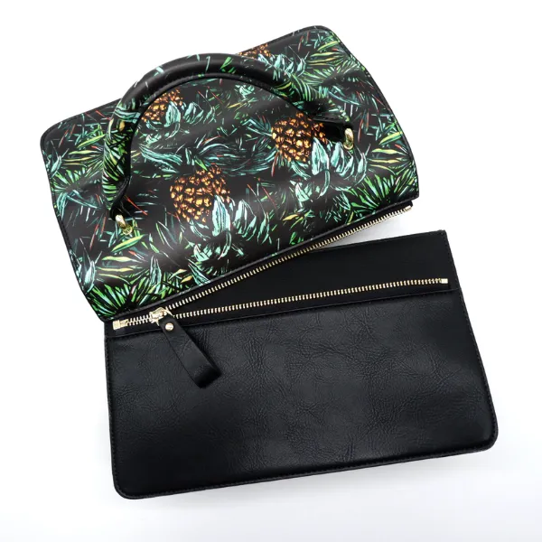 BILLIE  - Tropical Faux Leather Crossbody with Interchangeable Lids