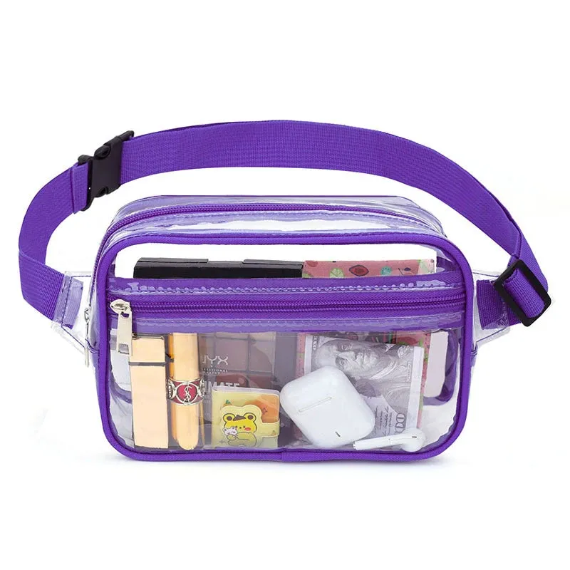 Black Clear Fanny Pack Belt Bag For Women Men Plus Size Transparent Waist Bag With Adjustable Strap For Concerts Sporting Events