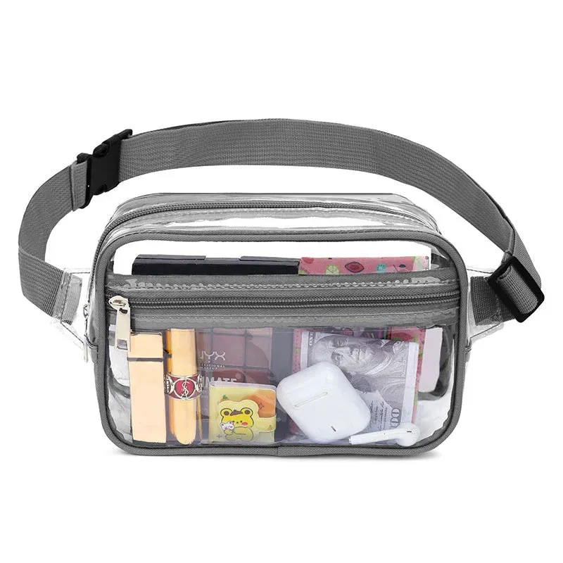 Black Clear Fanny Pack Belt Bag For Women Men Plus Size Transparent Waist Bag With Adjustable Strap For Concerts Sporting Events