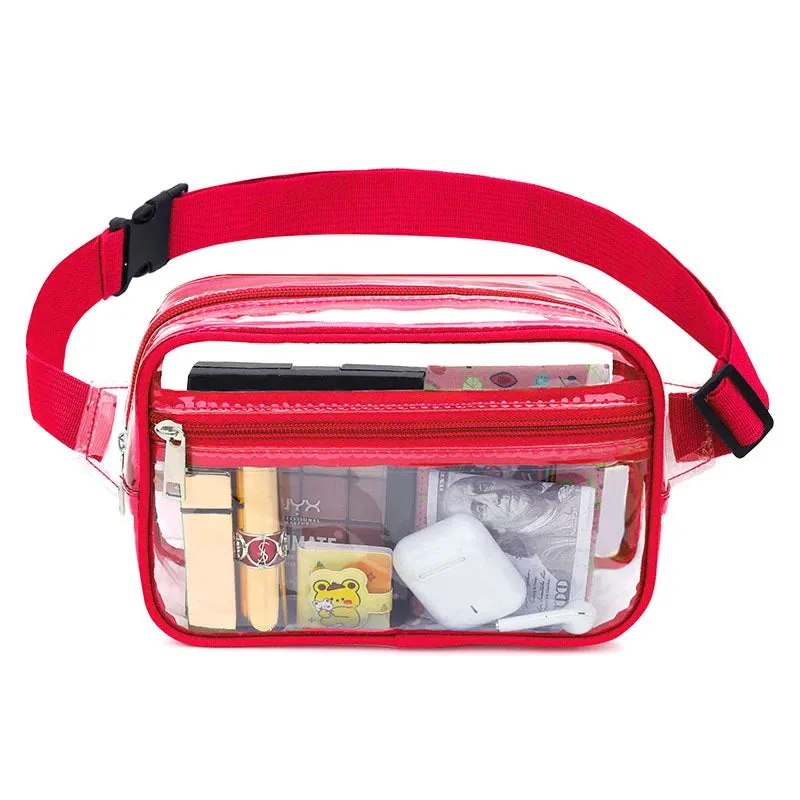 Black Clear Fanny Pack Belt Bag For Women Men Plus Size Transparent Waist Bag With Adjustable Strap For Concerts Sporting Events