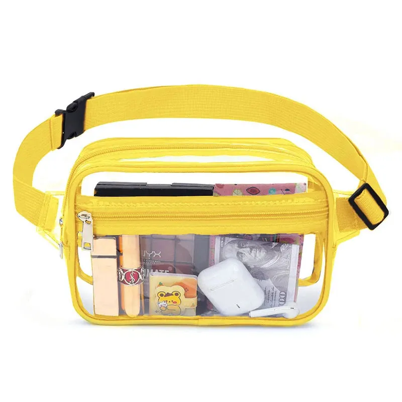 Black Clear Fanny Pack Belt Bag For Women Men Plus Size Transparent Waist Bag With Adjustable Strap For Concerts Sporting Events
