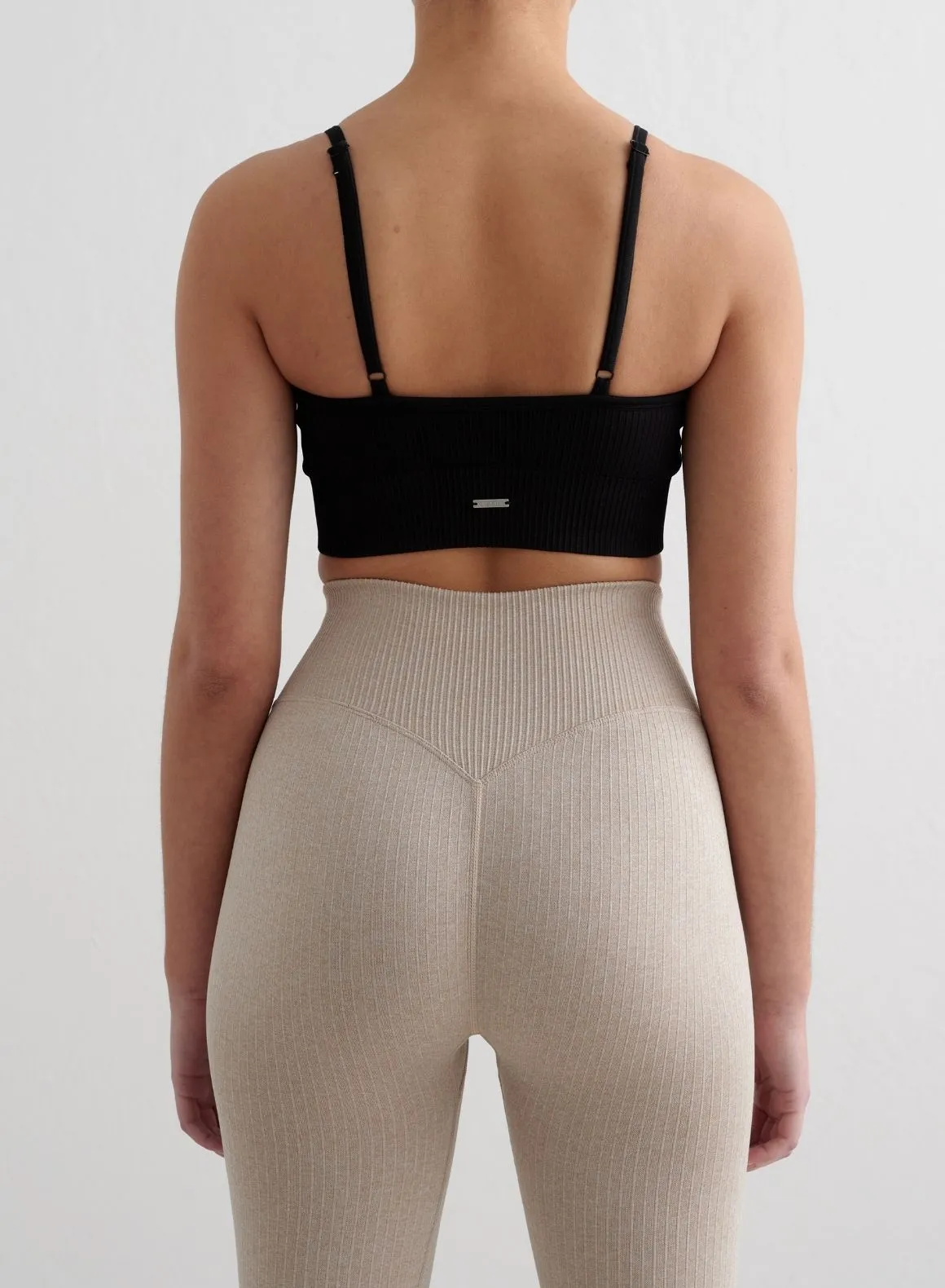 Black Ribbed Seamless Strap Bra