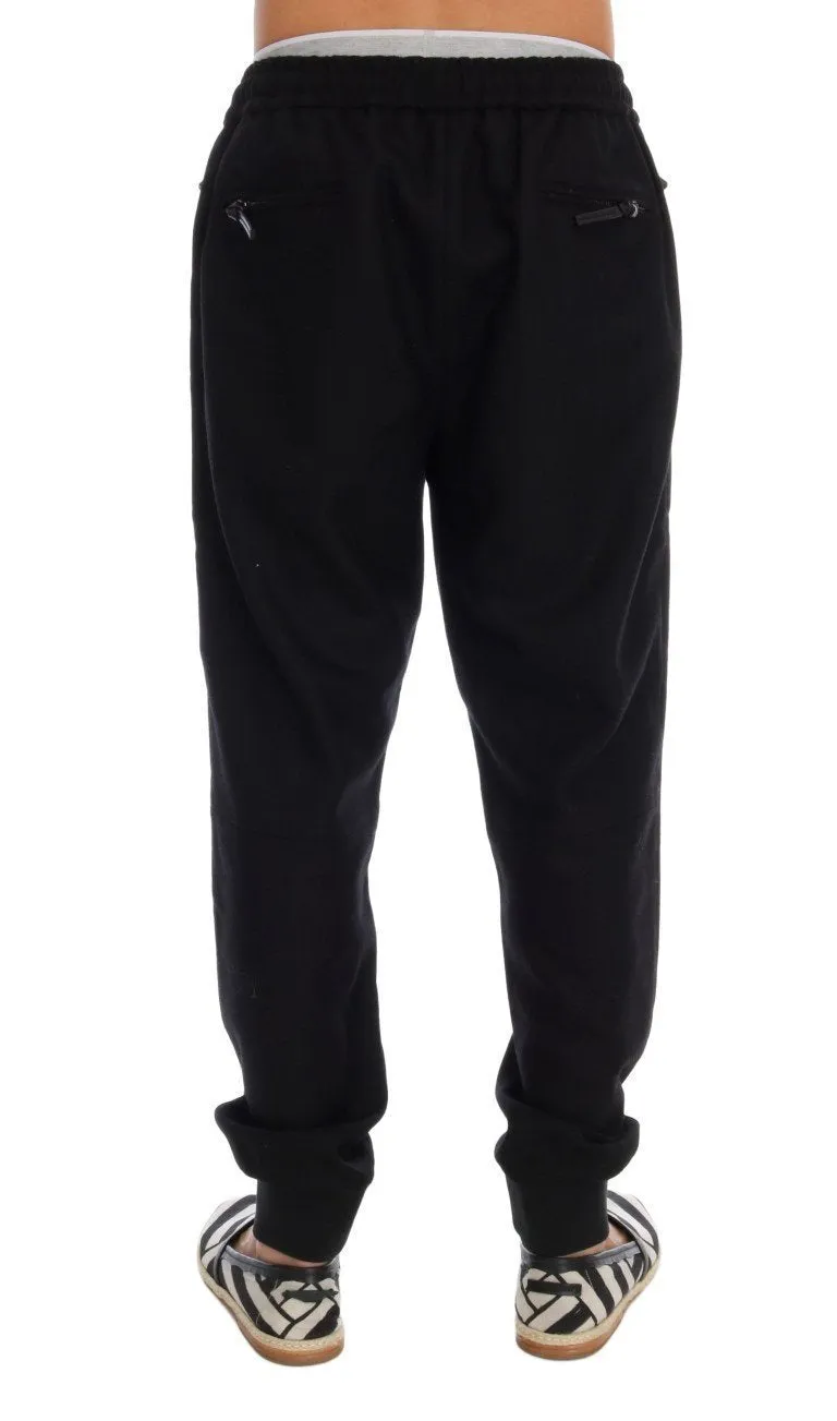 Black Wool Gym Sport Pants